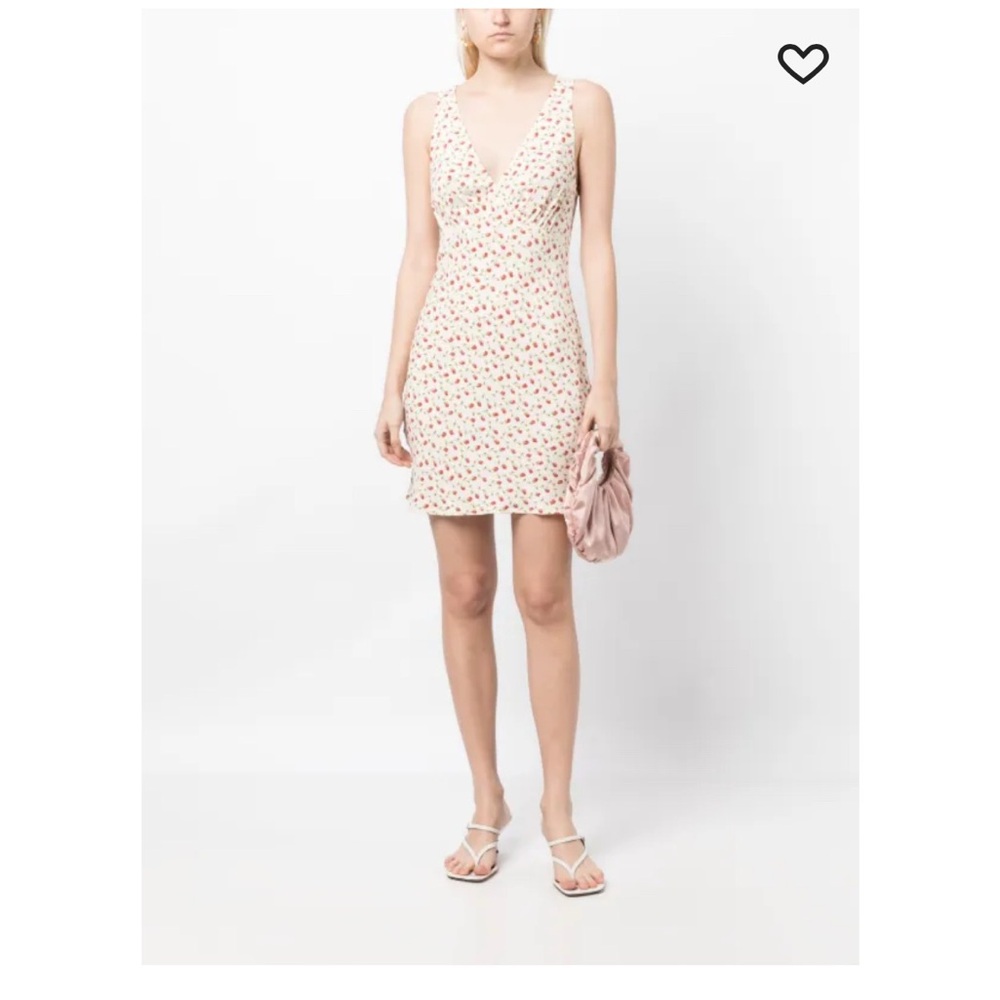 Reformation Cream Mini Dress with Pink Floral Print